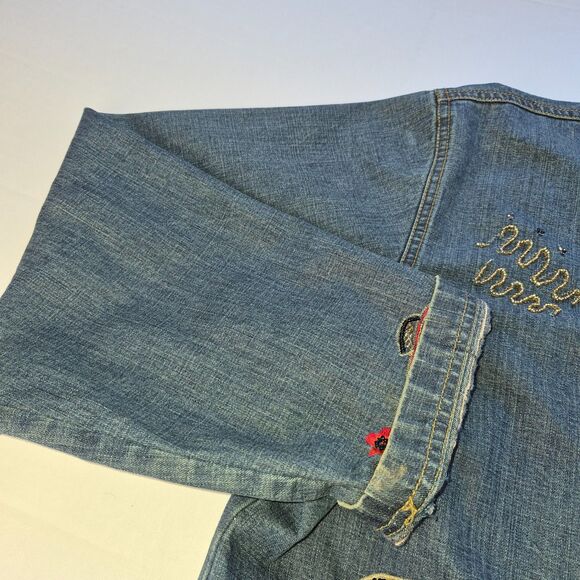 Chico's Design 100% Cotton Size 3, Blue Denim Embroidery, A Few Embroidery Flaws - Picture 4 of 16